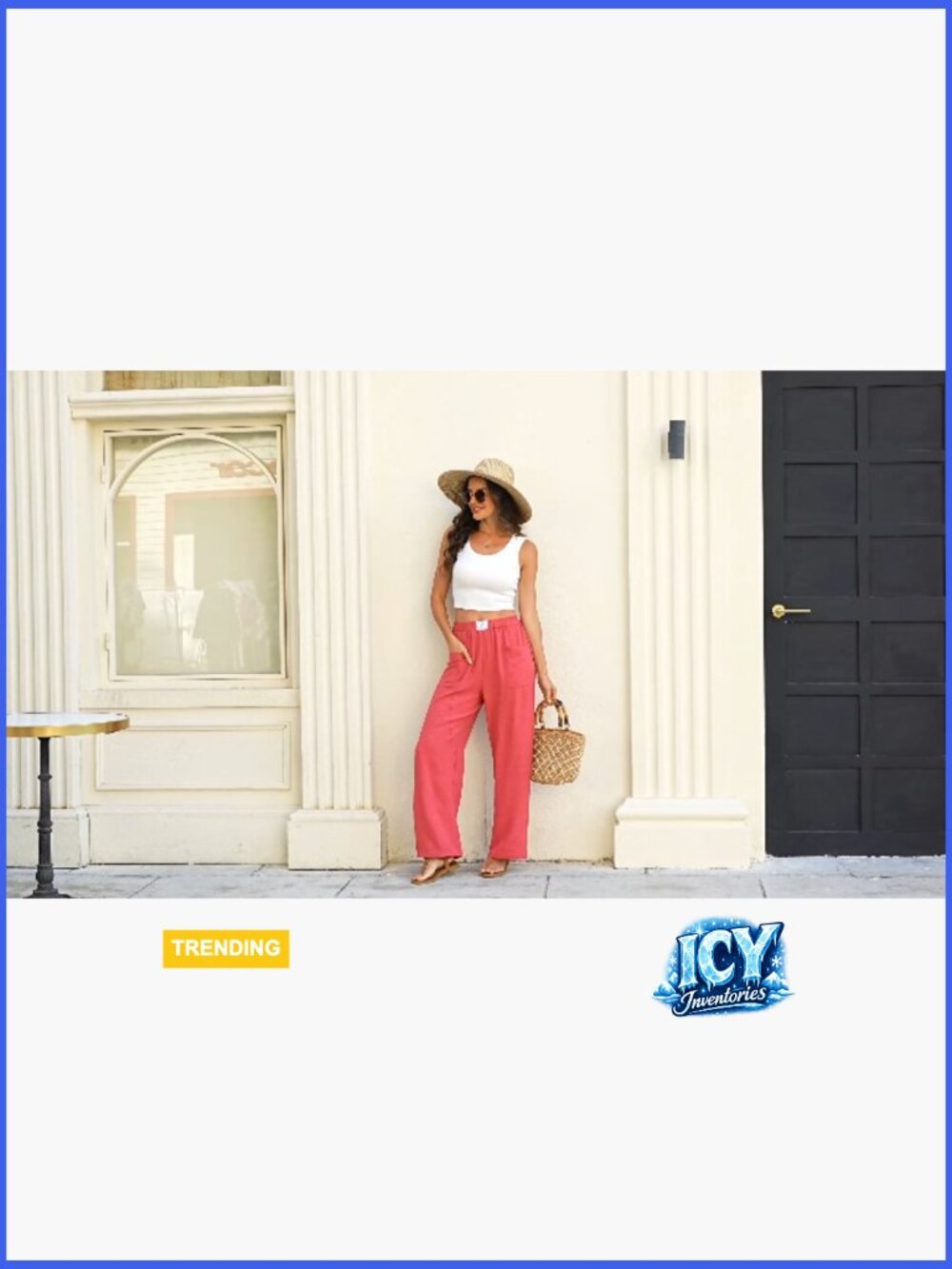 Casual Lounge Pants with Pockets High Waisted Elastic Waist Straight Leg - Picture 7 of 7